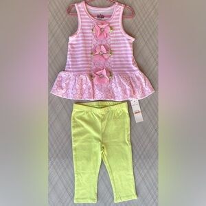 Kids Headquarters - Sleeveless floral Peplum Top w/Capri pant Set (Size 2T) NWT